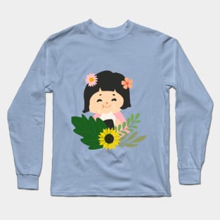 flower child smiling Long Sleeve T-Shirt